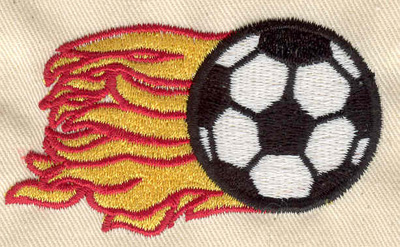 Embroidery Design: Soccer ball with flames 2.90w X 1.69h