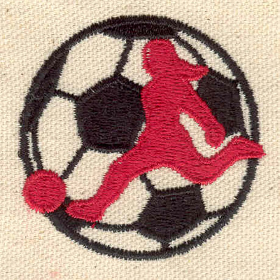 Embroidery Design: Soccer player in soccer ball 2.06w X 2.02h