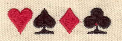 Embroidery Design: Hearts spades diamonds clubs 2.41w X 0.62h