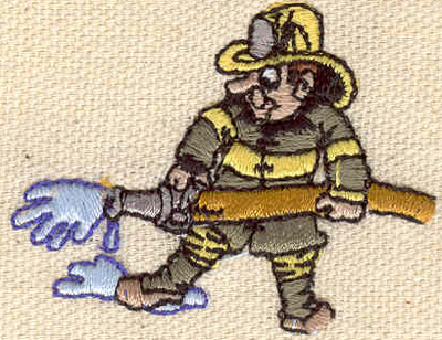 Embroidery Design: Firefighter cartoon 1.52w X 1.95h