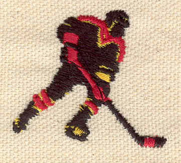 Embroidery Design: Hockey player 1.38w X 1.56h