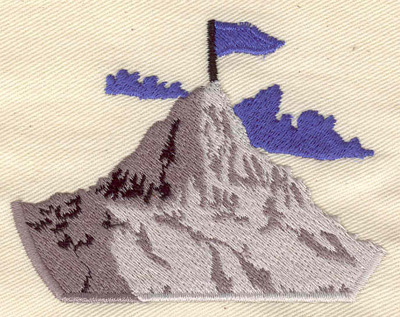 Embroidery Design: Mountain with flag 3.25w X 2.50h
