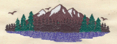Embroidery Design: Mountain and forest scene 4.50w X 1.75h