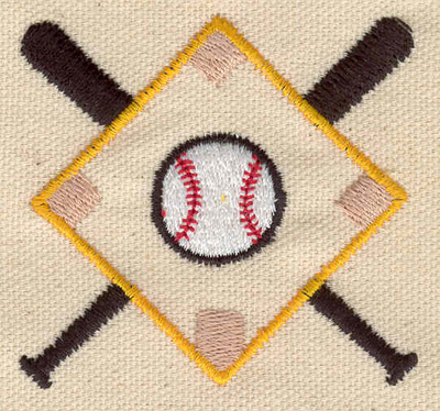 Embroidery Design: Bat base and ball 2.47w X 2.33h