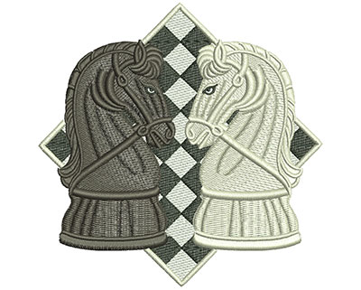 Embroidery Design: Chess Face Off Lg 4.55w X 4.54h