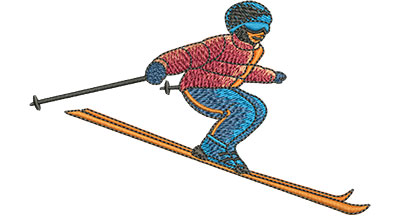 Embroidery Design: Skiing Lg 4.50w X 2.84h