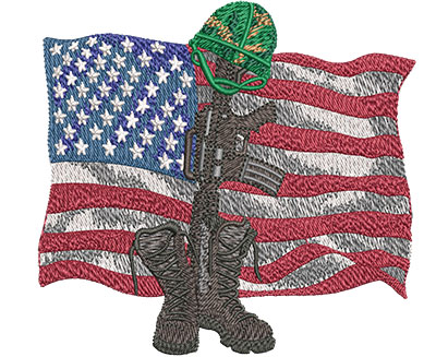 Embroidery Design: Memorial Day Boots And Rifle Sm 3.99w X 3.73h