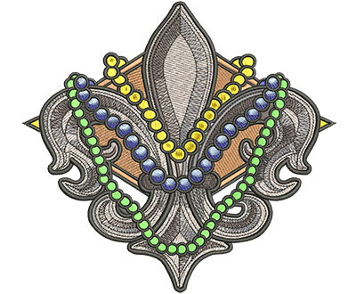 Embroidery Design: Mardi Gras Fleur de Lis Lg6.34w x 5.88h