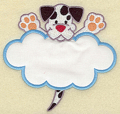 Embroidery Design: Puppy with cloud applique large 5.21w X 4.95h