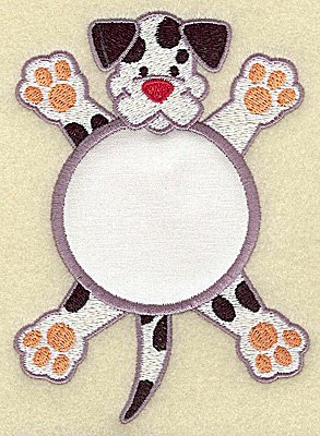 Embroidery Design: Puppy with circle applique 3.58w X 4.97h