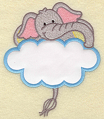 Embroidery Design: Elephant with cloud applique large 4.20w X 4.99h
