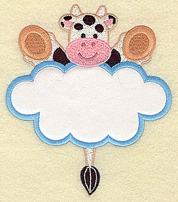Embroidery Design: Cow with cloud applique large 4.33w X 4.98h