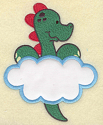 Embroidery Design: Dinosaur with cloud applique large 3.90w X 4.98h