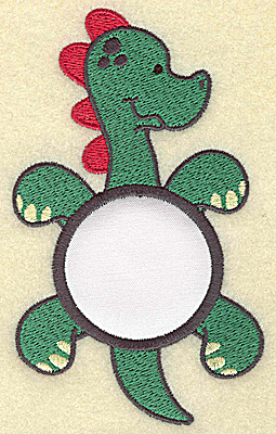 Embroidery Design: Dinosaur with circle applique 2.95w X 4.94h