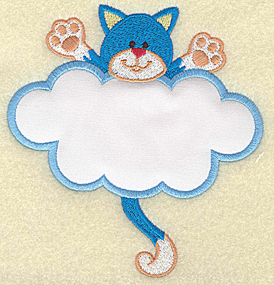 Embroidery Design: Cat with cloud applique large  4.67w X 4.96h