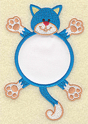 Embroidery Design: Cat with circle applique 3.32w X 4.95h