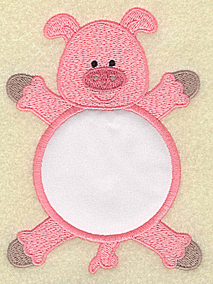 Embroidery Design: Pig with circle applique 3.66w X 4.98h