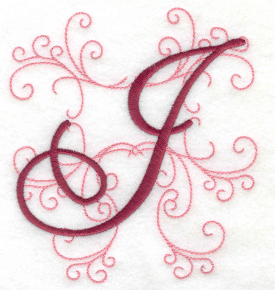 Embroidery Design: J large 4.46w X 4.97h