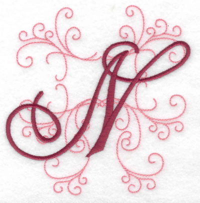 Embroidery Design: N large 4.96w X 4.97h