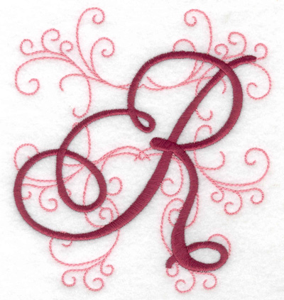 Embroidery Design: R large 4.46w X 4.97h