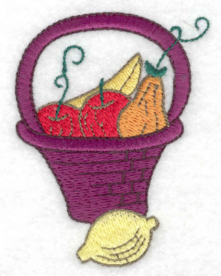 Embroidery Design: Basket with apples pears and gourds 2.37w X 3.11h