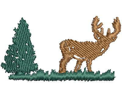 Embroidery Design: Buck in Forest  1.86w X 1.02h