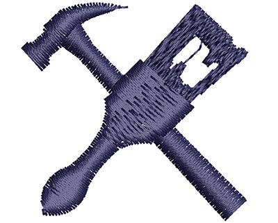 Embroidery Design: Hammer and Paintbrush 1.43w X 1.38h