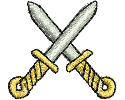 Embroidery Design: Crossed Knives 1.08w X 0.98h