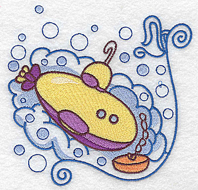 Embroidery Design: Bubble bath submarine large 4.97w X 4.87h