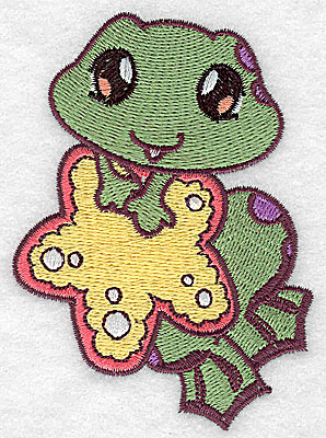 Embroidery Design: Frog with starfish 2.69w X 3.84h
