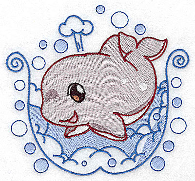 Embroidery Design: Bubble bath whale large 4.96w X 4.59h