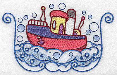 Embroidery Design: Bubble bath boat large 4.98w X 3.15h