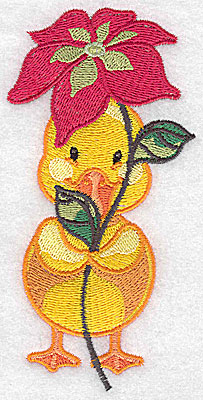 Embroidery Design: Duck with flower large 2.48w X 4.98h