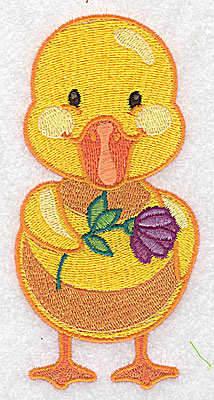 Embroidery Design: Duck with daisy large 2.43w X 4.99h