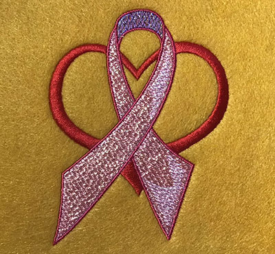 Embroidery Design: Breast Cancer Mylar Motif 3.75w X 4.92h
