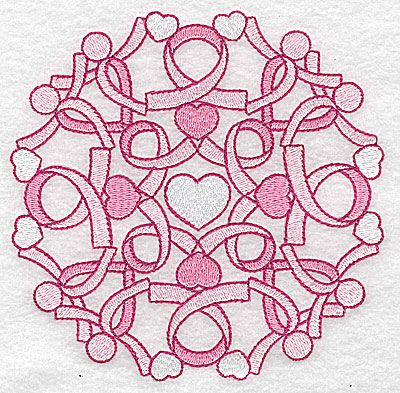 Embroidery Design: Ribbons and mini hearts large 4.96w X 4.95h