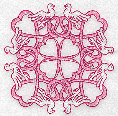 Embroidery Design: Ribbons and doves large 4.95w X 4.95h