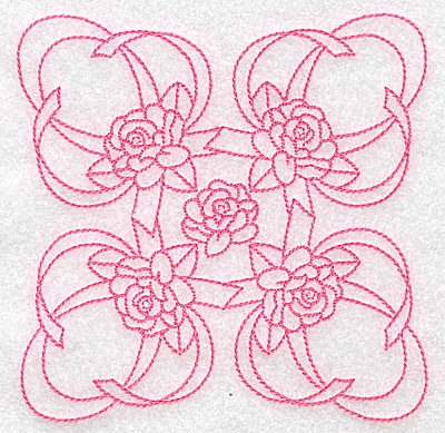 Embroidery Design: Ribbons and roses rework large 4.93w X 4.93h