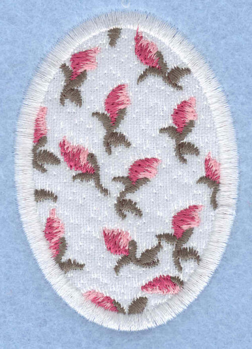 Embroidery Design: Easter egg applique medium rose buds1.91w X 2.74h