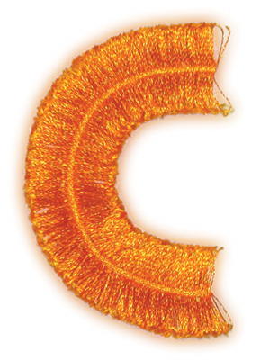 Embroidery Design: Fringe Block Letter C1.66" x 2.81"