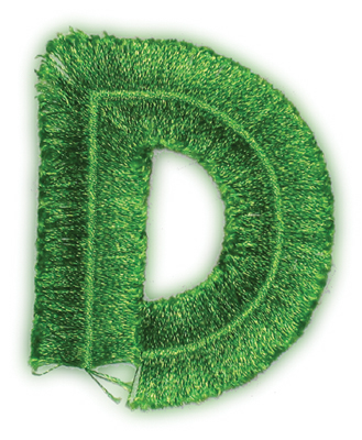 Embroidery Design: Fringe Block Letter D2.20" x 2.77"