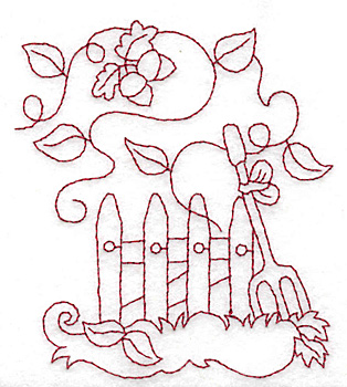 Embroidery Design: Picket fence redwork 3.39w X 3.80h