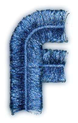 Embroidery Design: Fringe Block Letter F1.36" x 2.50"