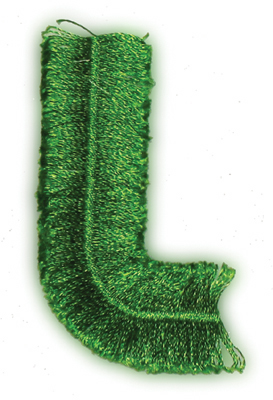 Embroidery Design: Fringe Block Letter L1.39" x 2.54"