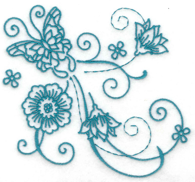 Embroidery Design: Butterfly and flowers 6 large 4.97w X 4.62h