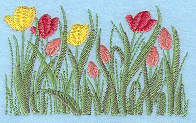 Embroidery Design: Tulip garden B 5.03"w X 3.01"h
