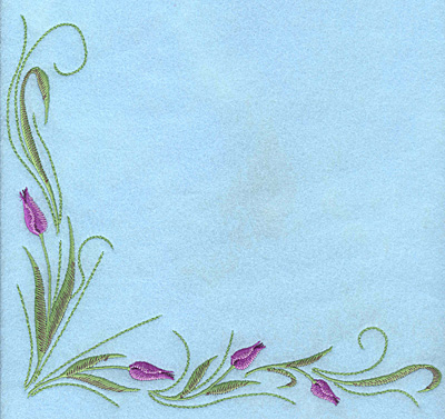 Embroidery Design: Tulip corner mauve 8.49"w X 7.69"h