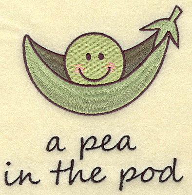 Embroidery Design: A pea in the pod large 4.67w X 4.79h