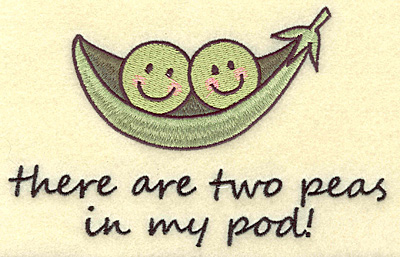 Embroidery Design: Two peas in a pod large 5.96w X 3.82h