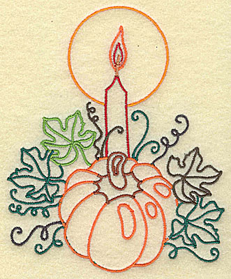 Embroidery Design: Pumpkin with candle large 4.09w X 4.95h